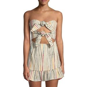 Tularosa Anna Front Tie Boho Mini Dress Strapless Double Tie Knots M never worn!